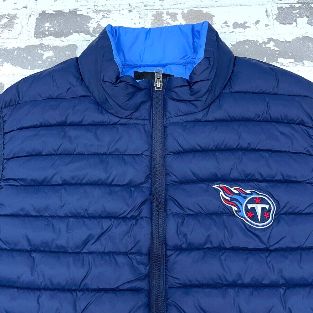 Tennessee Titans Puffer Jacket Vest Men Medium Blue Performance NFL Football - Picture 2 of 9